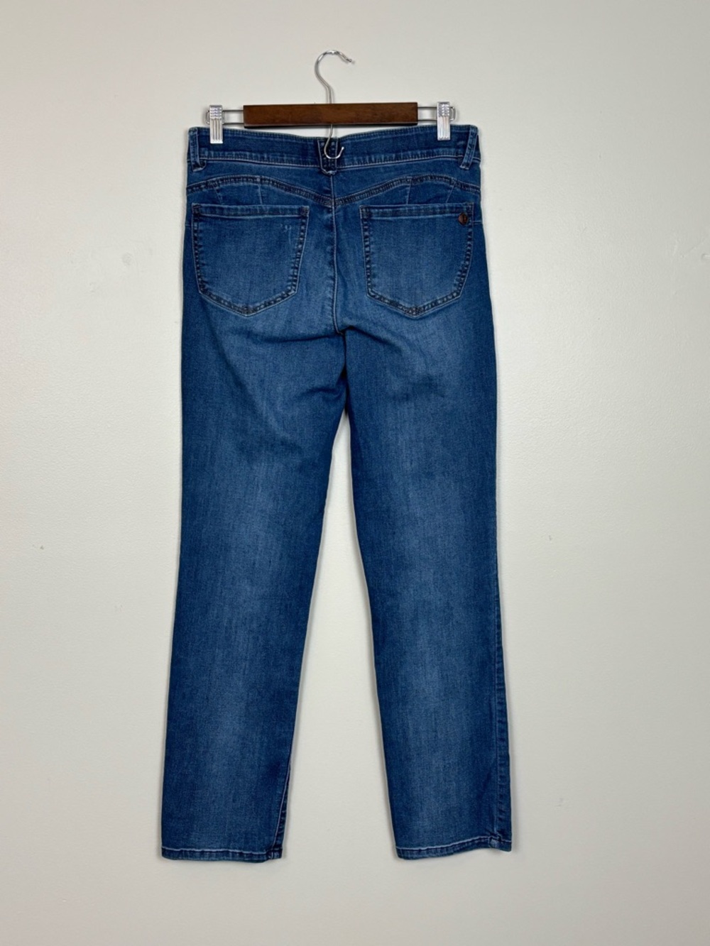 Democracy Jeans Womens 8 Blue Straight Leg Distressed Stretch Mid Rise Denim - Picture 5 of 9